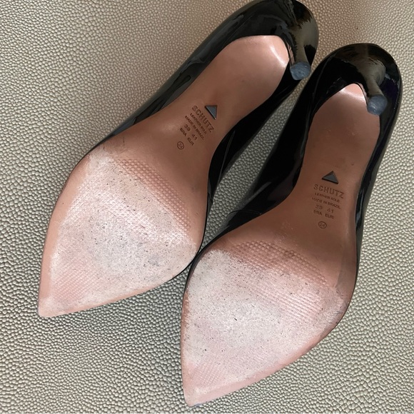 Schutz Lou High Stiletto Black Patent Lather Pump Black Sz 41 / US 10 - Picture 6 of 7